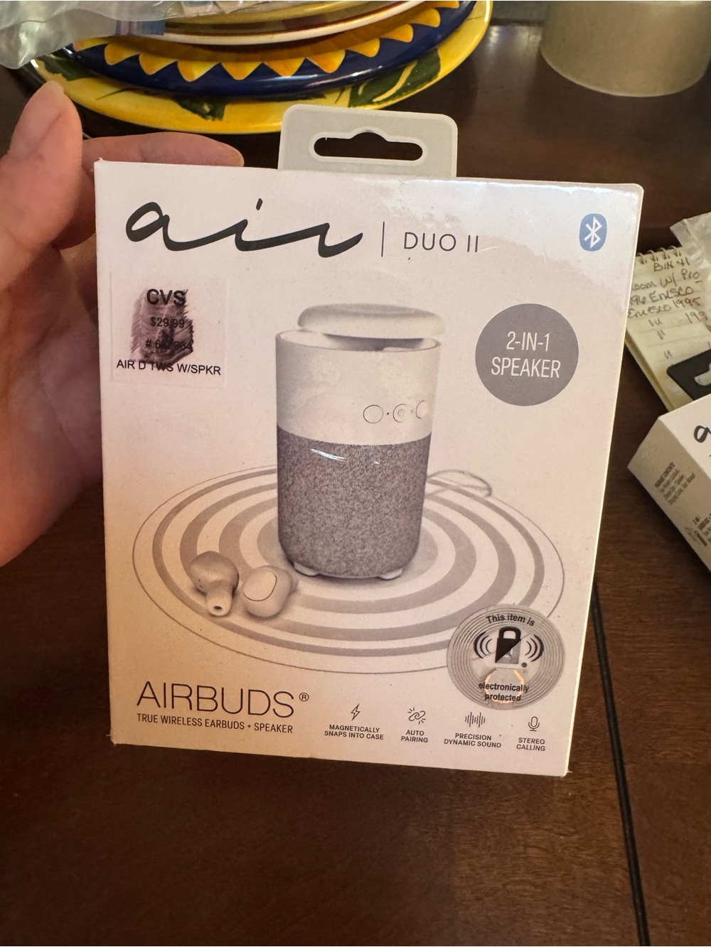 Air Magnetic Airbuds, True Wireless Earbuds w/Bluetooth 2-IN-1 Speaker. White.